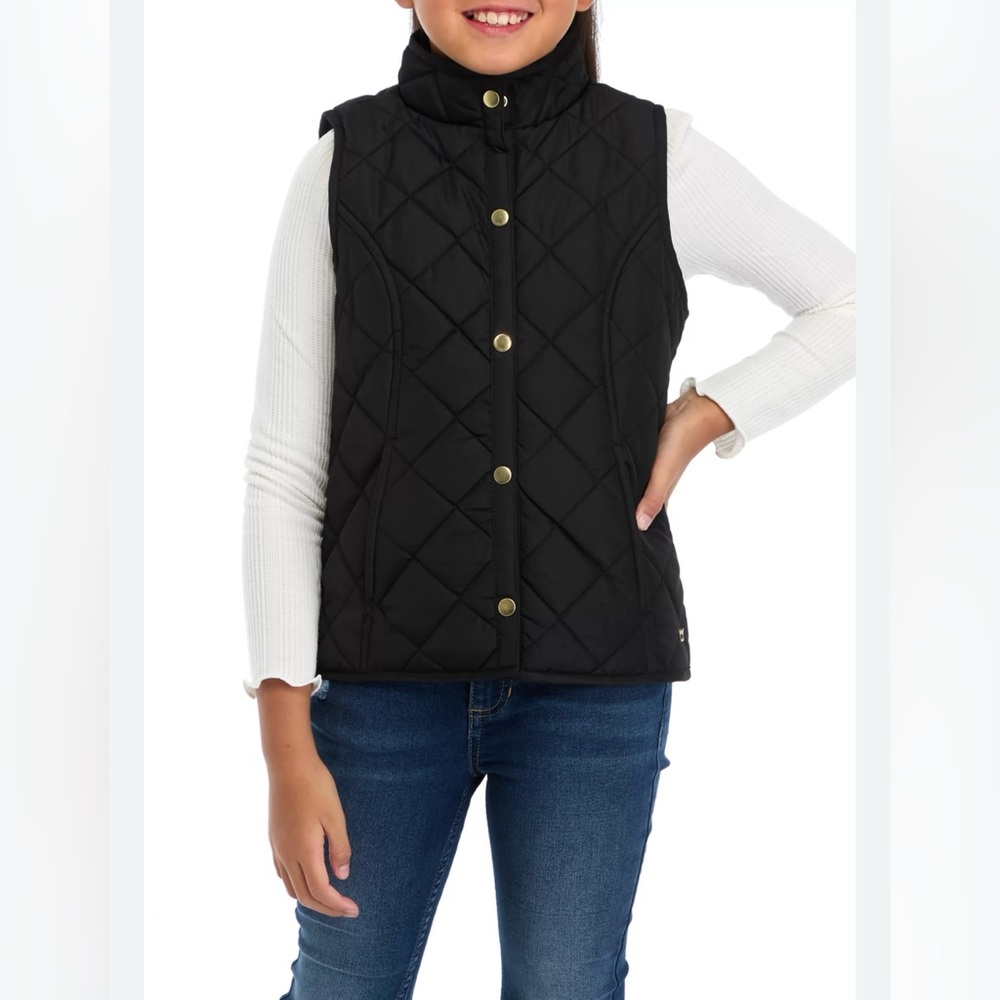 Crown & Ivy Kids Classic Navy blue quilted vest‎ with front snap